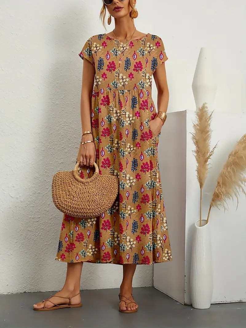 Roselle - Elegancka sukienka w kwiaty zakrywająca brzuch