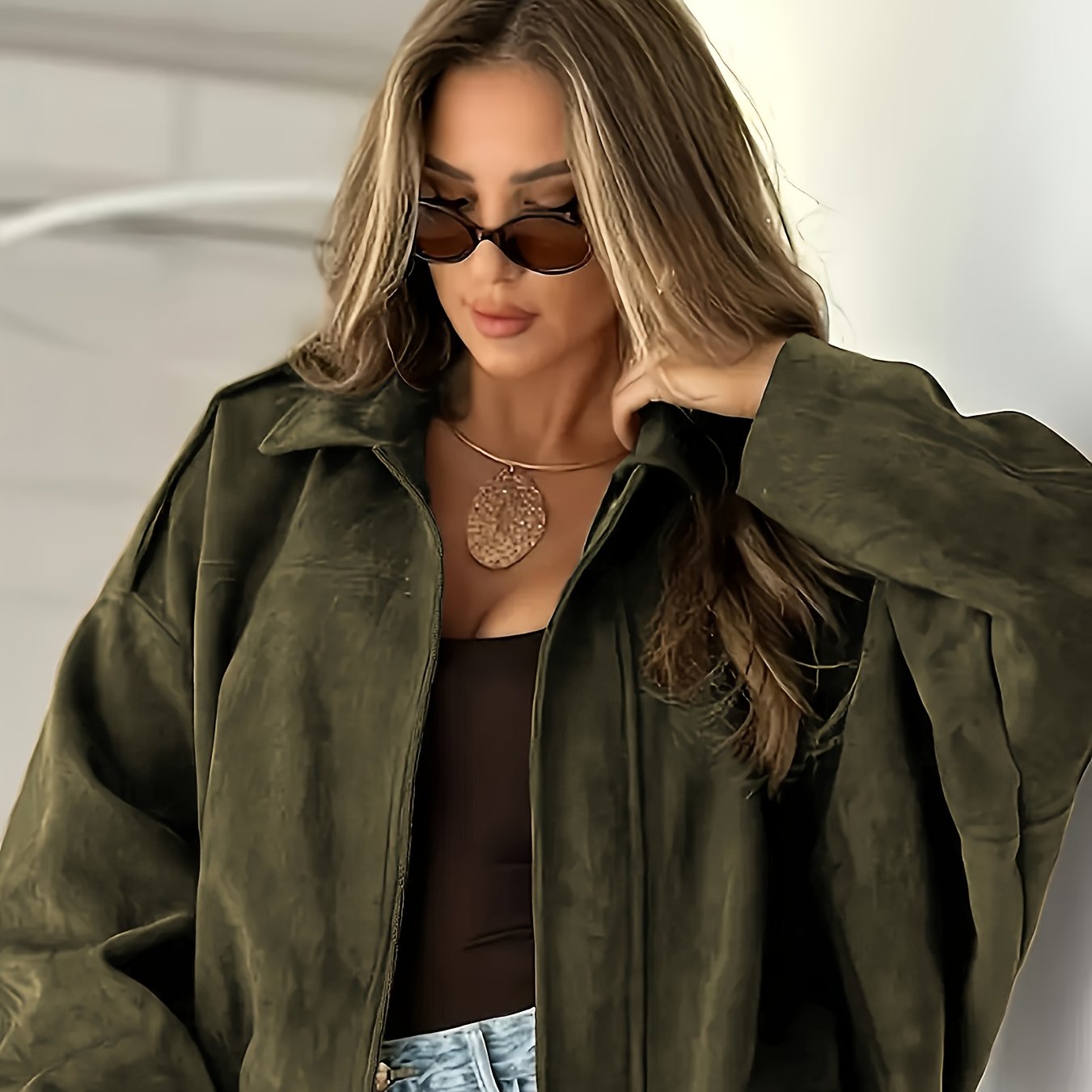 Jolanta™  | Krótka kurtka zamszowa w stylu retro