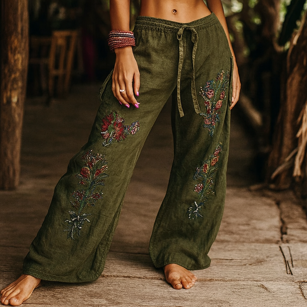 Gabriela | Stylowe Letnie Boho Spodnie – Lekkość i Elegancja