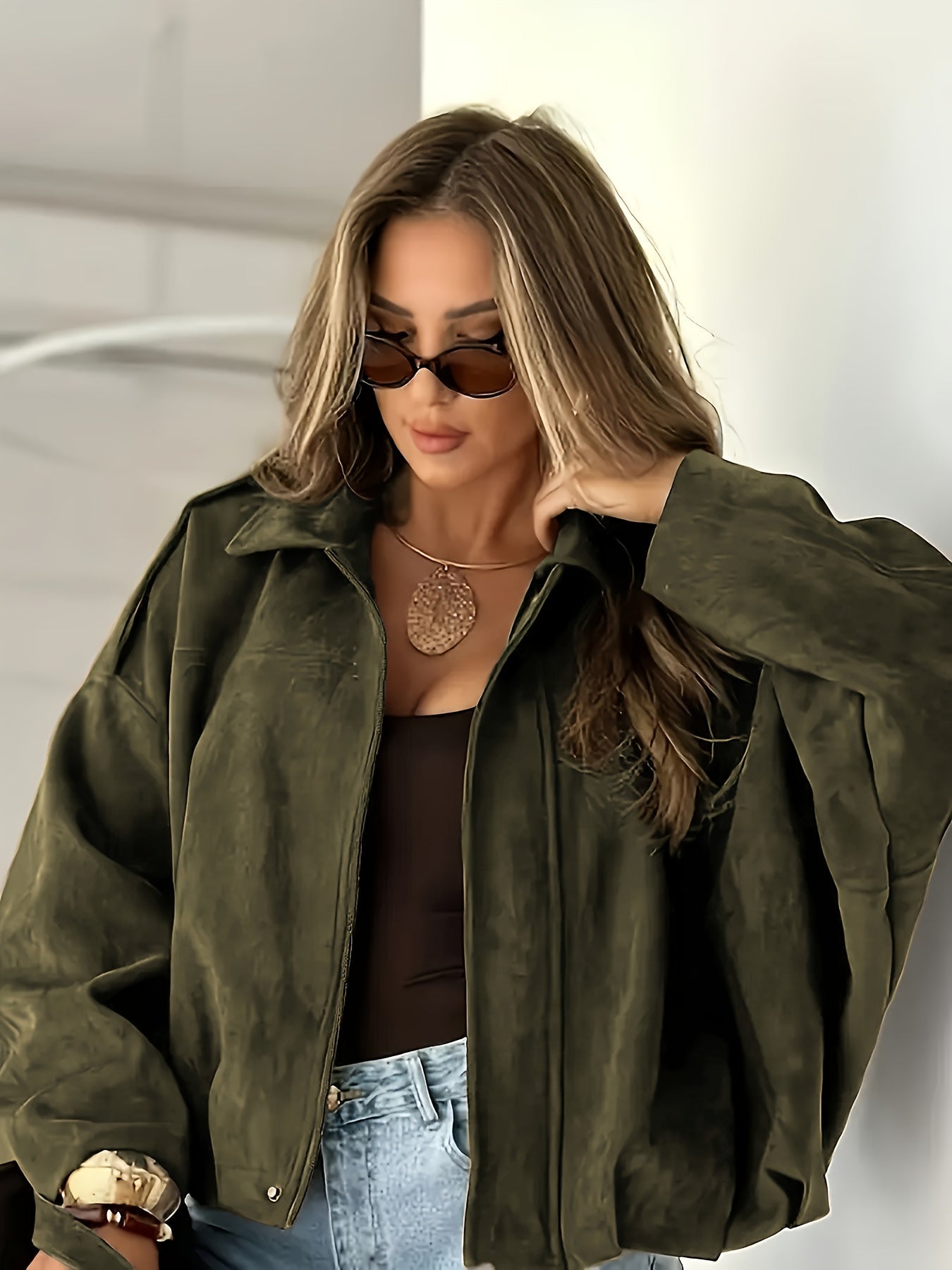 Jolanta™  | Krótka kurtka zamszowa w stylu retro